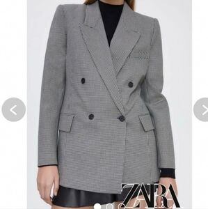 ZARA Double Breasted Blazer Sz S Oversize 2010/704 Micro Plaid Check Academia